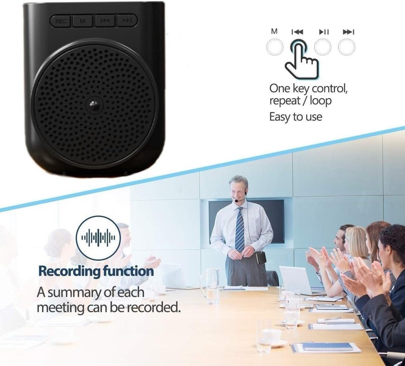 Portable Rechargeable PA System Speaker, Loudspeaker with Wired Microphone Headset and Waistband for Teachers, Coaches, Training, Tour Guide, Metting, Yoga, Fitness - Image 4