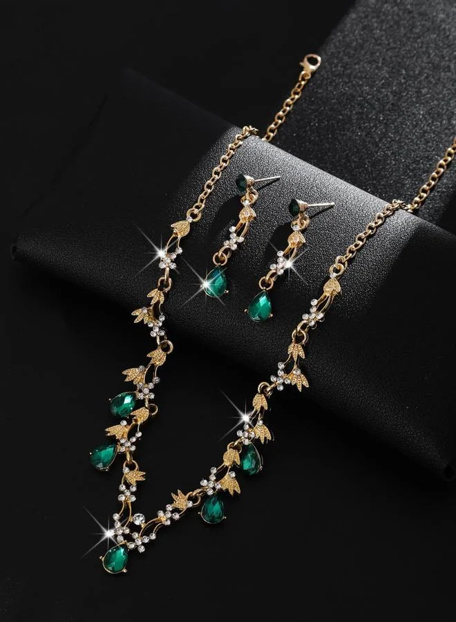 Take Two  2-Piece Rhinestone Embellished Necklace and Earrings Jewelry Set for Women | Best Price UAE