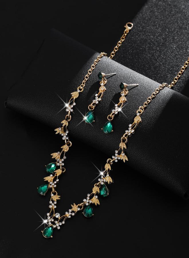 Take Two 2-Piece Rhinestone Embellished Necklace and Earrings Jewelry Set - Image 4