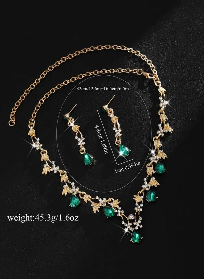 Take Two  2-Piece Rhinestone Embellished Necklace and Earrings Jewelry Set for Women | Best Price UAE