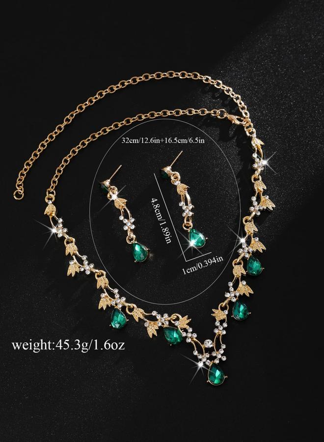 Take Two 2-Piece Rhinestone Embellished Necklace and Earrings Jewelry Set - Image 3