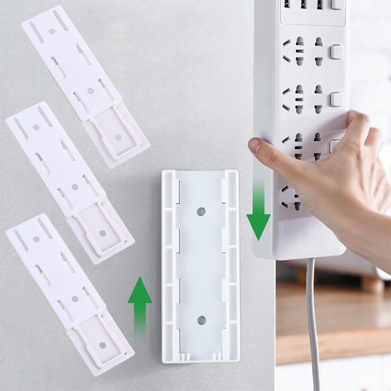 Fapiwen Power Strip Holder 3pcs Self Adhesive Power Strip Mount Wall Mount Punch Free Desktop Socket Fixer Cable Organizer Power Strip Holder Fixator for Power Outlets WiFi Routers Tissue Boxes  - Image 1