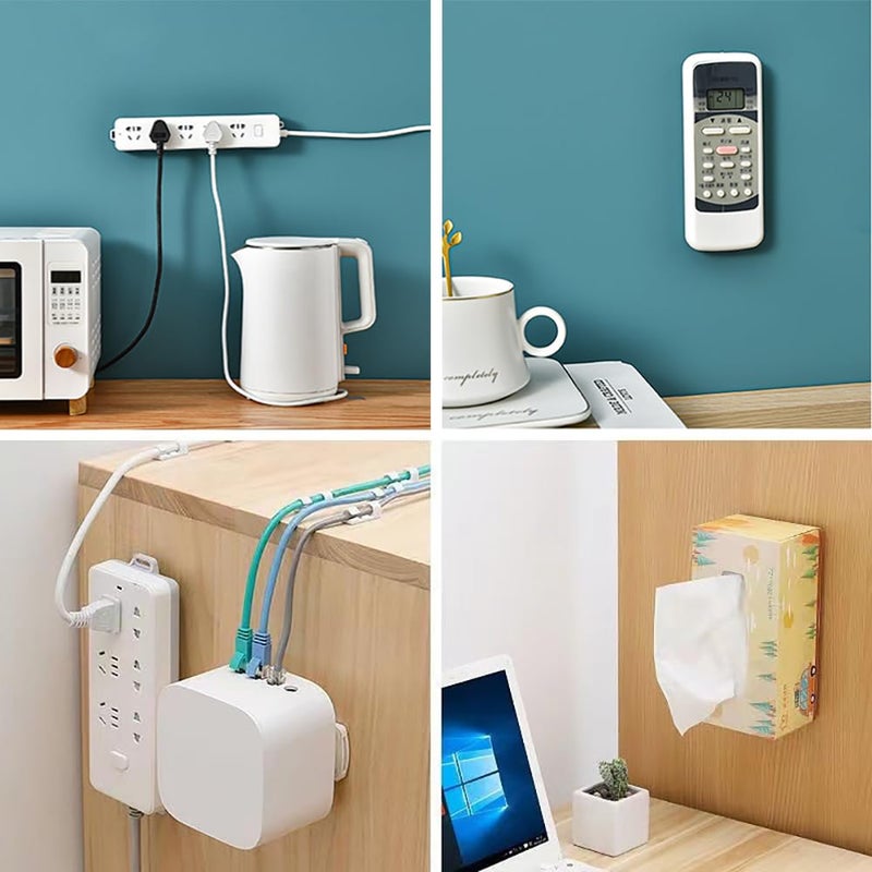 Fapiwen Power Strip Holder 3pcs Self Adhesive Power Strip Mount Wall Mount Punch Free Desktop Socket Fixer Cable Organizer Power Strip Holder Fixator for Power Outlets WiFi Routers Tissue Boxes  - Image 4