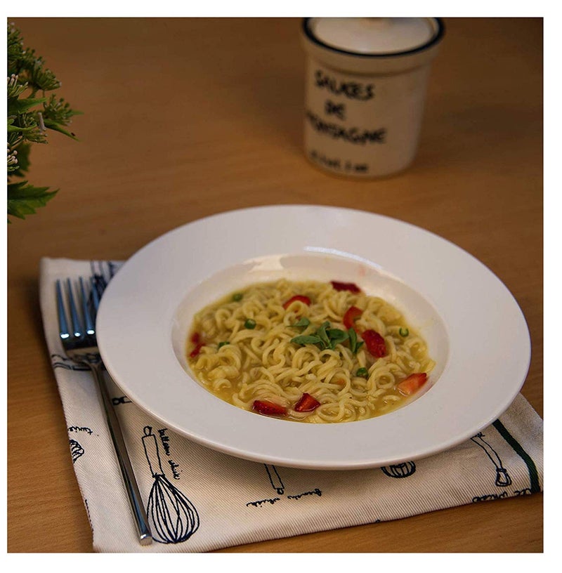 Saaikee Pasta Plate/Soup Plate/Maggi PlateTableware (22 cm, 6 Plates) White opalware Tempered - Image 1