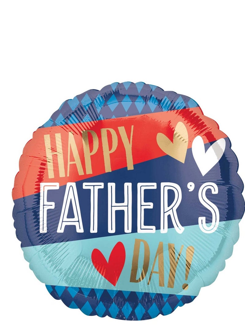 Anagram Happy Father's Day Stripes & Argyle Foil Balloon 43cm 