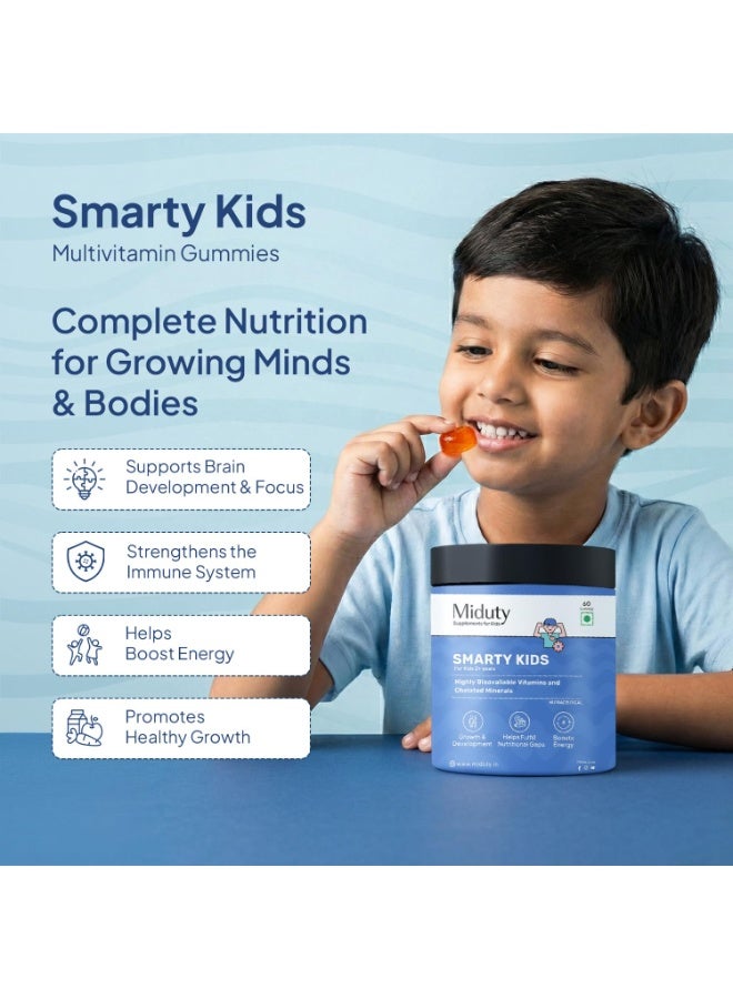 Miduty Smarty Kids - Multivitamin Gummies - Chelated Minerals, Iron & Vitamins - For Energy, Growth & Nutrient Support in Kids - 60 Sugar-Free Gummies - Image 2