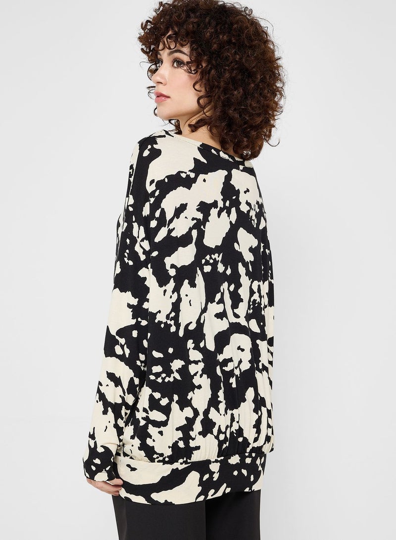 Wallis Keyhole Detail Printed Top - Image 2