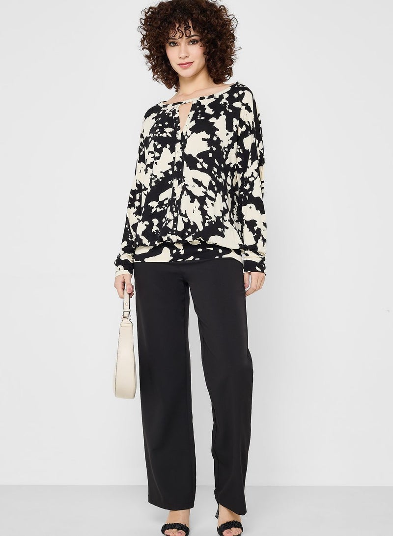 Wallis Keyhole Detail Printed Top - Image 4