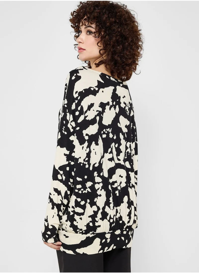 Wallis Keyhole Detail Printed Top