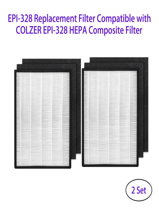 HOMFILBIT EPI-328 Replacement Filter for COLZER EPI-328 and Domccy NS-320 Air Purifier, H13 Hepa Filters with High efficiency Activated Carbon, 2 Pack HEPA + 4 Pack Pre-Filter - Image 2