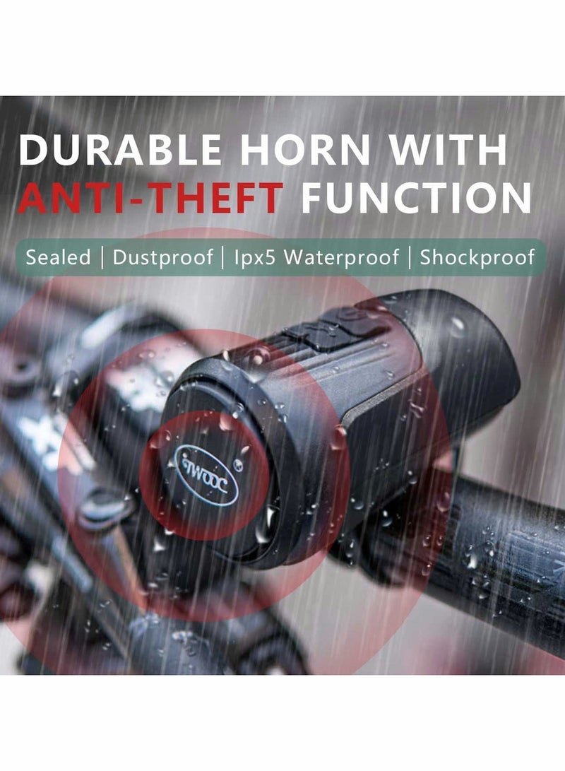 SOLARAE جرس دراجة كهربائي عالي الصوت مع إنذار مضاد للسرقة، بوق 125 ديسيبل 4 أوضاع صوت للبالغين، دراجة قابلة للشحن مقاومة للماء ÔºàأسودÔºâ - Image 3
