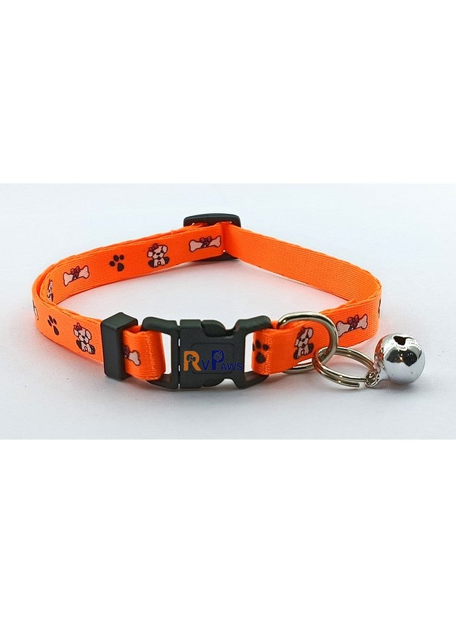 طقم حزام طوق ومقود من النايلون الناعم مطبوع عليه مخلب/عظمة مقاس 15 مم للكلاب الصغيرة والجراء - برتقالي - Image 4