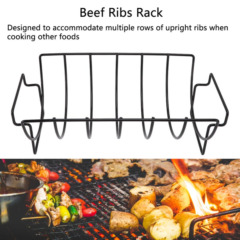 Rib Rack Non Stick Coated Chicken Steak Roasting Stand Barbecue Tool Beef Ribs Grill - Image 3