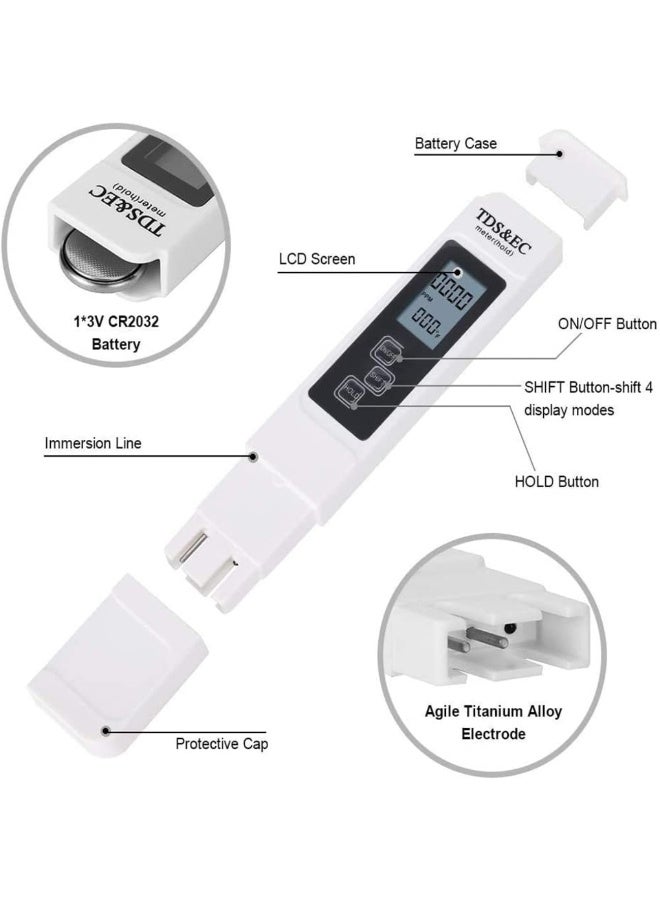 3-in-1 Instant Read TDS Meter Measures TDS EC Temperature Digital Water Testing Kit for Tap/Well/Pool/Hydroponics/Aquarium - Image 3