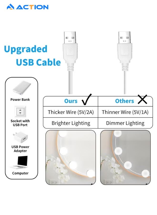 ACTION LED Vanity Lights For Mirror, Vanity Lights With 14 Dimmable Bulbs, Adjustable Color & Brightness, Usb Cable, Mirror Lights Stick On For Makeup Table Dressing Room - Image 5