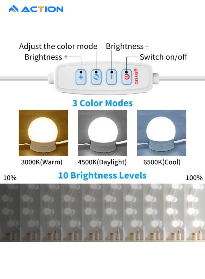 ACTION LED Vanity Lights For Mirror, Vanity Lights With 14 Dimmable Bulbs, Adjustable Color & Brightness, Usb Cable, Mirror Lights Stick On For Makeup Table Dressing Room - Image 3