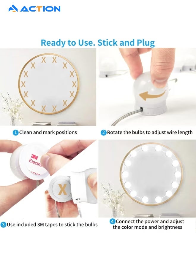 ACTION LED Vanity Lights For Mirror, Vanity Lights With 14 Dimmable Bulbs, Adjustable Color & Brightness, Usb Cable, Mirror Lights Stick On For Makeup Table Dressing Room - Image 4