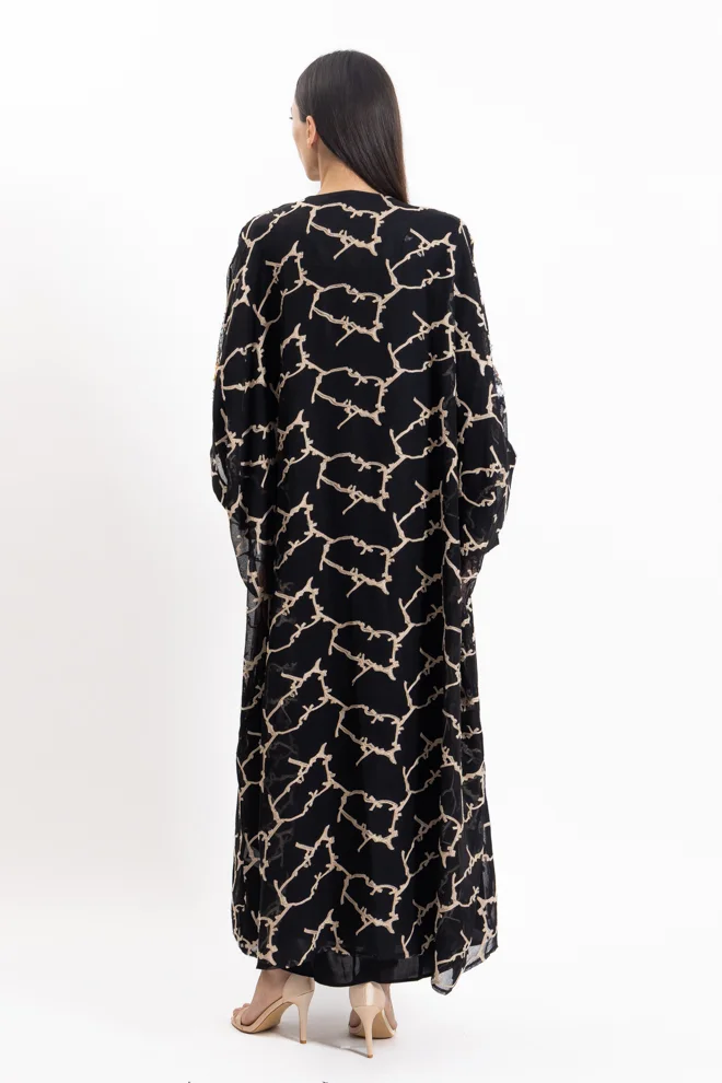 SHAPES EMBROIDERED DETAILED ABAYA WITH DRESS