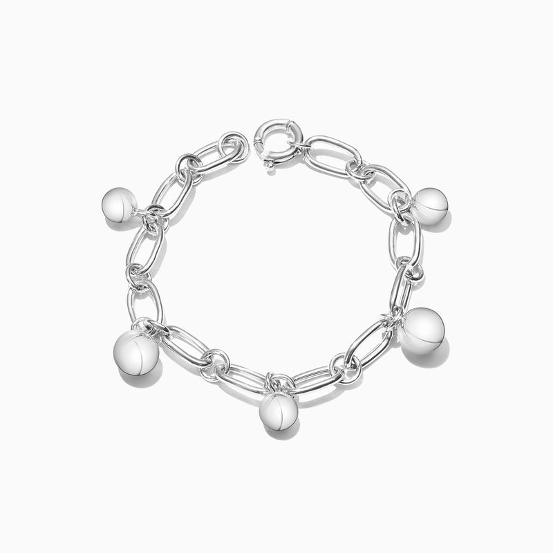 Waves by L'azurde Waves Circles Charms Chain Bracelet in Silver - Image 1