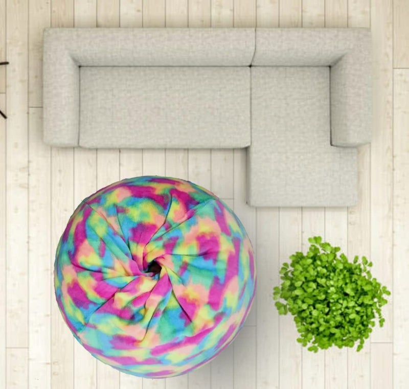 Deeku Art New TieDye Rainbow Bean Bag Chair Cover for Kids and Adults Luxurious and Soft Cover for Home and Office Easy to Clean and Durable Materials Versatile Seating for Lounging Reading and More  - Image 3