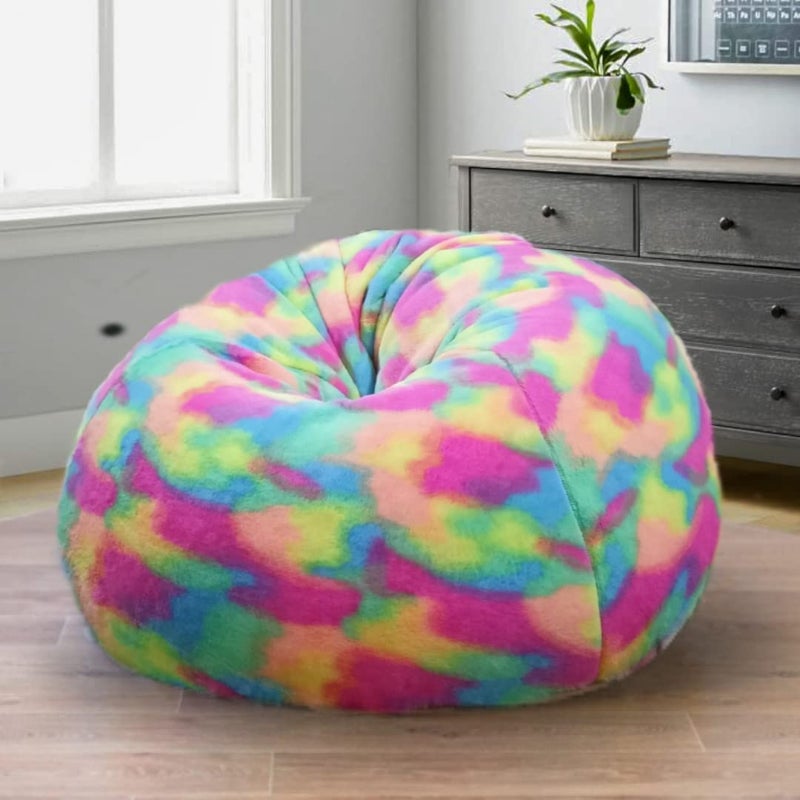 Deeku Art New TieDye Rainbow Bean Bag Chair Cover for Kids and Adults Luxurious and Soft Cover for Home and Office Easy to Clean and Durable Materials Versatile Seating for Lounging Reading and More  - Image 2