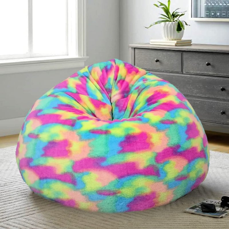 Deeku Art New TieDye Rainbow Bean Bag Chair Cover for Kids and Adults Luxurious and Soft Cover for Home and Office Easy to Clean and Durable Materials Versatile Seating for Lounging Reading and More  - Image 1