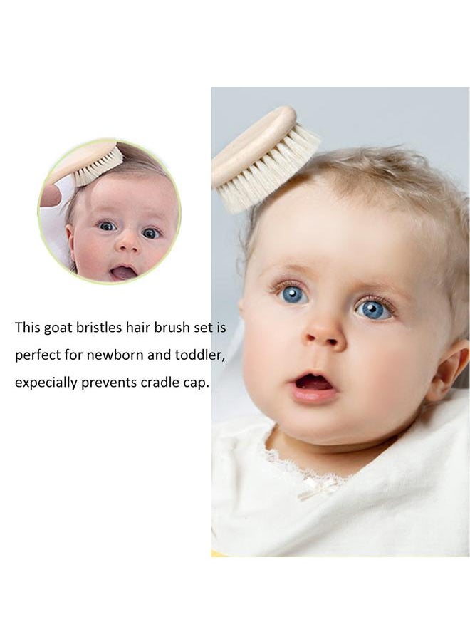 Thoraya Baby Hair Brush with Wooden Handle Soft Goat Bristles Newborn Brush  - Image 5