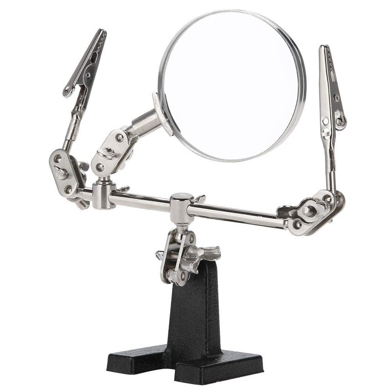 klarako Magnifier, 3rd Hand Helping Tool, 5X Magnifying Glass Soldering Station,Magnifying Glass Stand with Auxiliary Clamp and Alligator Clips - Image 1