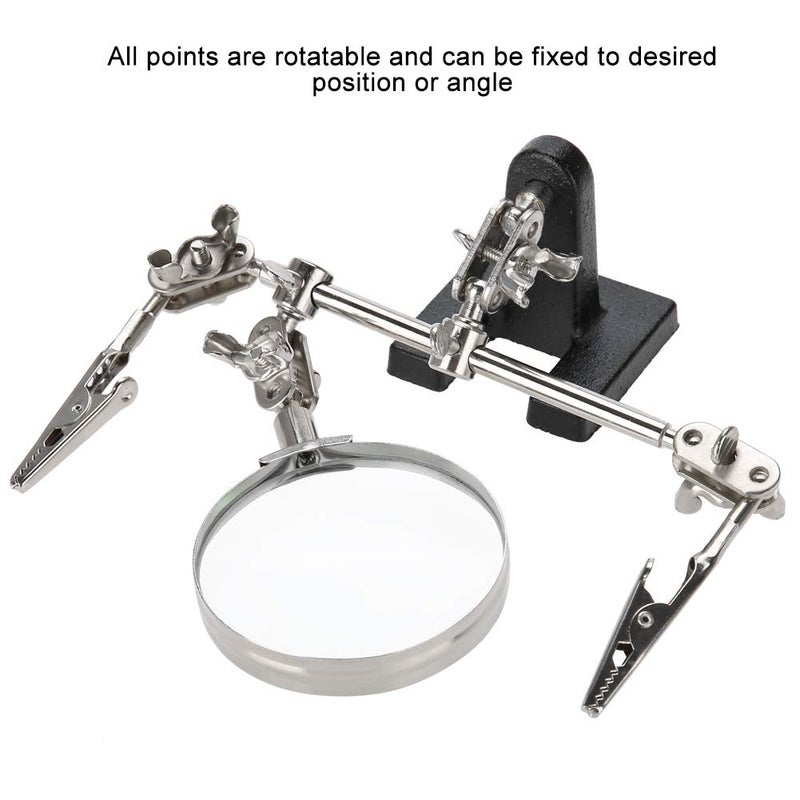 klarako Magnifier, 3rd Hand Helping Tool, 5X Magnifying Glass Soldering Station,Magnifying Glass Stand with Auxiliary Clamp and Alligator Clips - Image 4