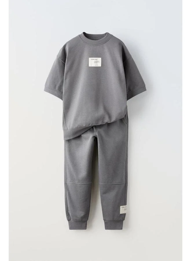 Magu Boys' Gray Oversized T-Shirt and Sweatpants Set