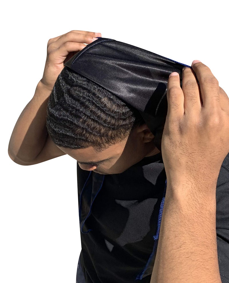 Veeta Superior Silk Durag - Smooth Silk Durag for Men & Women, Long Double Wide Straps, Outside Seam Triple Stitch Du Rag (Blue Dart) - Image 5