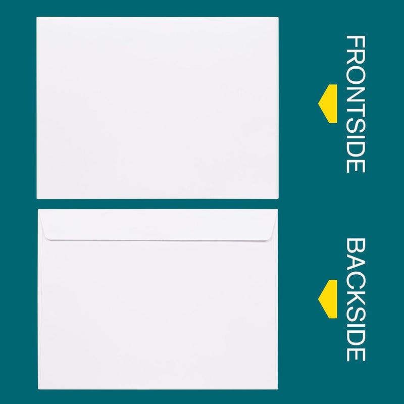 EnDoc 9x12 Booklet Envelopes Self Seal - 50 pack - Mailing Large Envelopes 9 x 12 Peel & Seal Closure - Open-Side Blank Plain White 28 lb Paper, for Home, Office and Business - Image 2