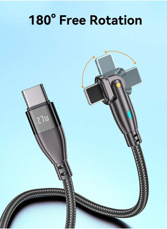 Generic Fast Charging Cable for iphone 14 Pro Max/14 Pro/14, Type C to Lightning Fast Charging Cable 27W with USB A Adapter, 9V/3A 180° Rotating Fast Charge Cable, Nylon Braided Fast Charging Cord (1 Meter)  - Image 5