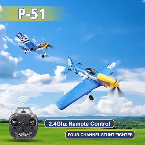 jaming RC Plane 4 Channel P51D Mustang Fighter for Adults and Kids4 Channel Remote Control Airplane RTF with 6Axis Gyro3D Aerobatics24GHz Radio Controlled Aircraft for Beginners - Image 5