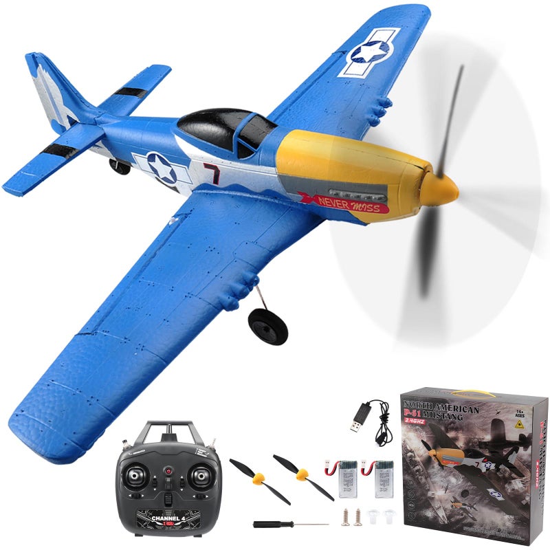 jaming RC Plane 4 Channel P51D Mustang Fighter for Adults and Kids4 Channel Remote Control Airplane RTF with 6Axis Gyro3D Aerobatics24GHz Radio Controlled Aircraft for Beginners - Image 3