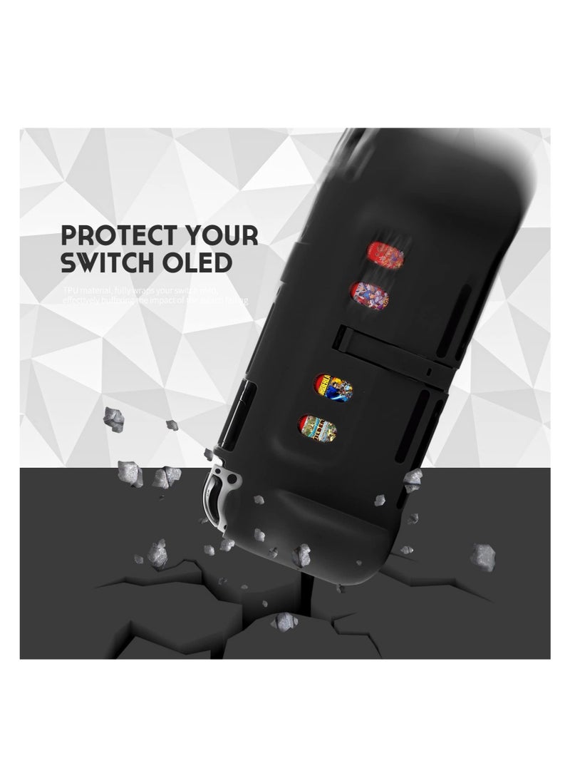 Excefore Switch OLED Protective Case, Switch OLED Case with Game Slots and Kickstand, for Nintendo Switch OLED Soft TPU Grip Portable Cover Accessories - Image 5