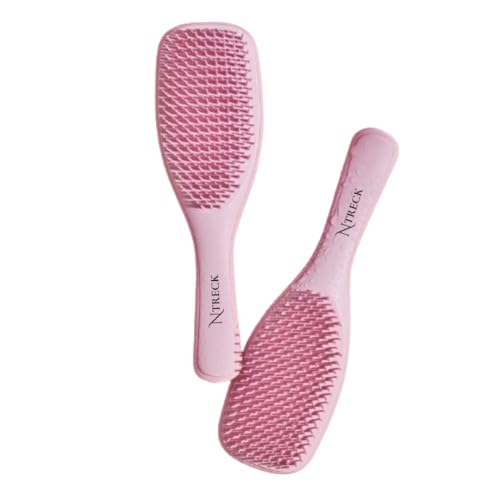 N Treck Paddle Detangler Hair Brush for Men & Women | Hair Comb for Dry & Wet Hair Styling | Flexible Bristles for Gently Glide Through Hair & Massage Scalp | Reduces Hair Damage - Pack of 1, Pink - Image 4