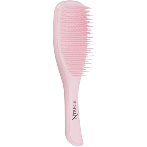 N Treck Paddle Detangler Hair Brush for Men & Women | Hair Comb for Dry & Wet Hair Styling | Flexible Bristles for Gently Glide Through Hair & Massage Scalp | Reduces Hair Damage - Pack of 1, Pink - Image 1