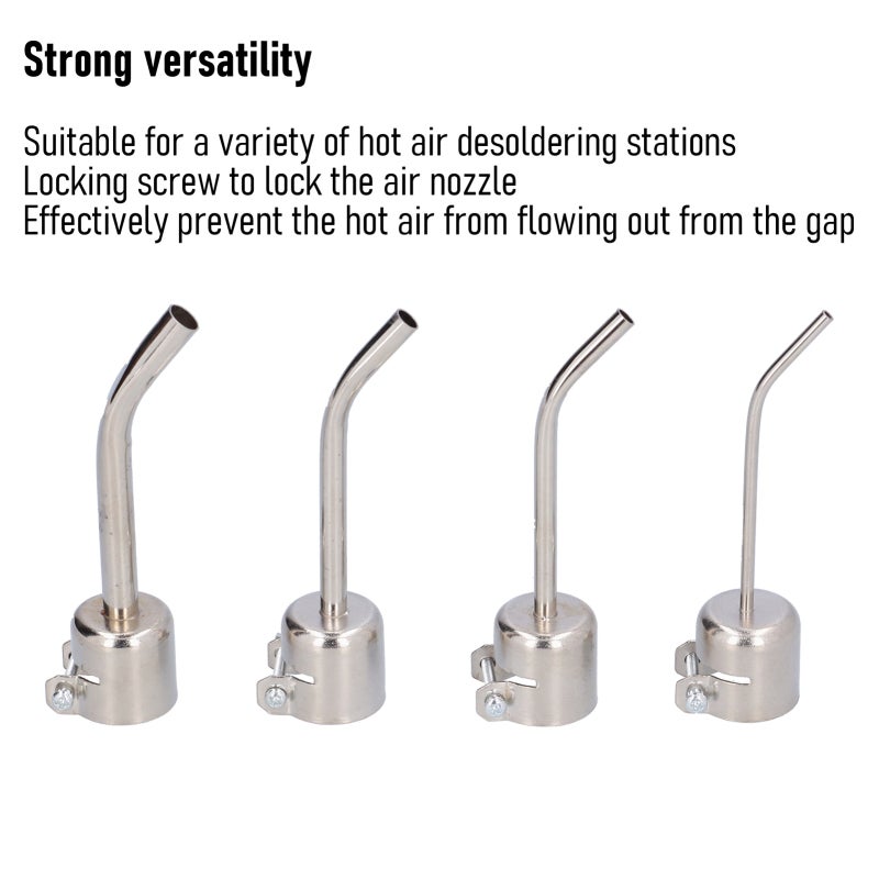 Elbow-Type Aluminum Alloy Versatile Nozzle - Locking Screw Secure Leak-Proof 4 Replacement Nozzles for Hot Air Desoldering Stations, Air Pump Compatible Models - Image 3
