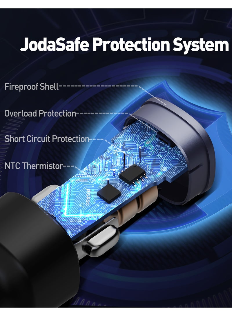 جودا شاحن سيارة جودا 45W سريع 🔌 منفذي USB Type-C مزدوجين | محول شحن ذكي للآيفون، سامسونج واللابتوبات – أسود 🚗 - Image 5