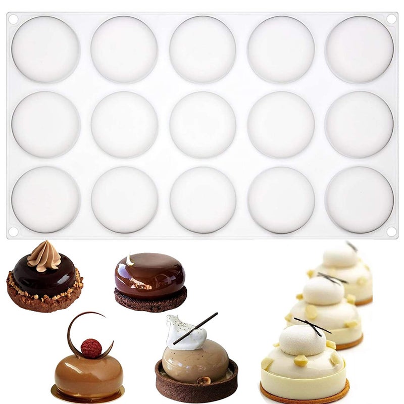 OCPO KITCHEN Stone Silicone Mold for Baking Mousse Cake Candy Pastry Chocolate Cupcake Jelly Cookie Pudding Cake Decoration Mold 3D Stone Shape 15Cavity