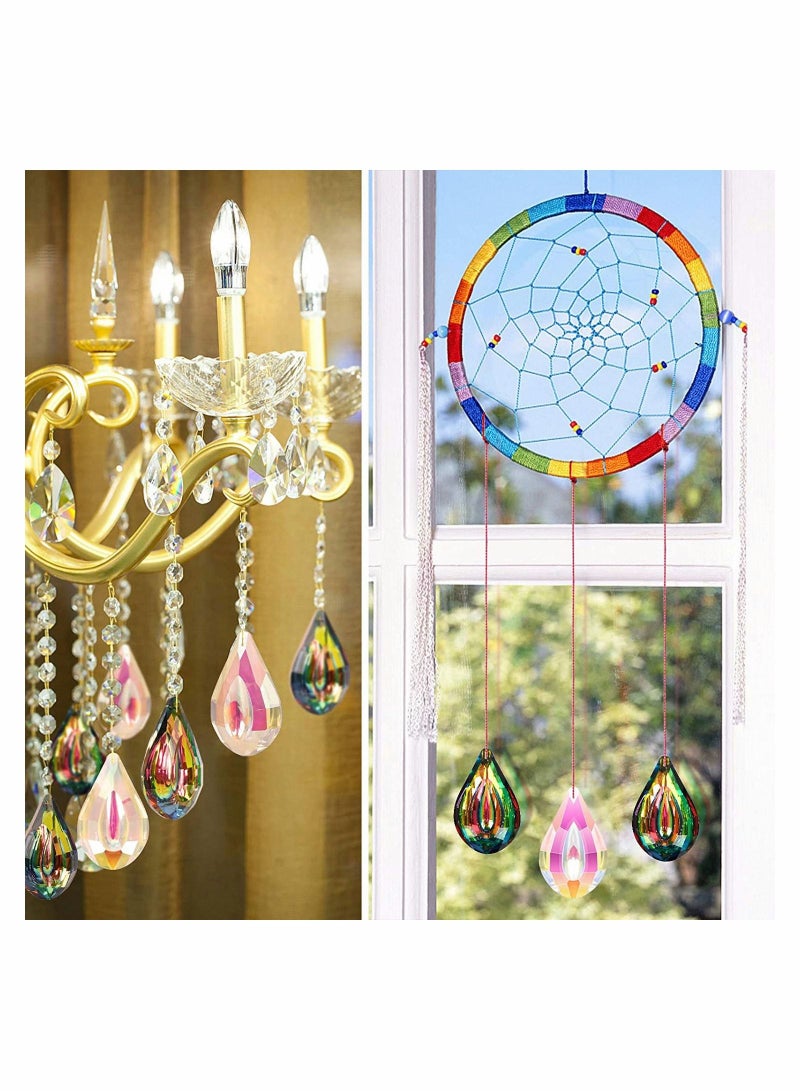 SYOSI 4PCS Crystal Suncatchers Hanging Sun Catchers Rainbow Maker Teardrop Prism Crystals Decor Colorful Concave Lamp Prisms Parts For Windows Garden Tree Chandelier Curtain - Image 3