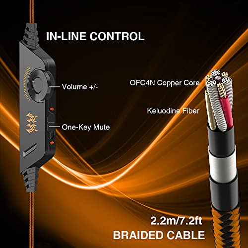 VersionTECH. G2000 Gaming Headset, Bass Surround Gaming Headphones with Noise Cancelling Mic, LED Lights, Soft Memory Earmuffs for PS5/ PS4/ Xbox One Controller/Laptop/PC/Mac/Nintendo NES Games-Yellow - Image 5