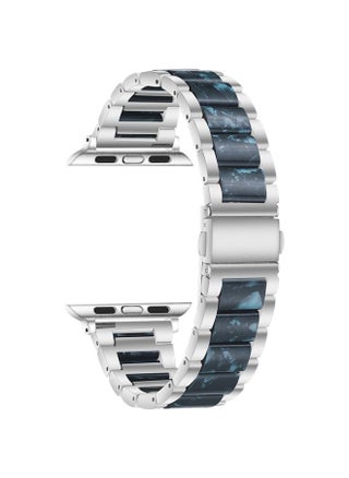 Replacement Strap Metal + Resin Watch Band For Apple Watch Series 9&8&7 41mm / SE 3&SE 2&6&SE&5&4 40mm / 3&2&1 38mm Silver Blue - pzsku/ZC88A1D4FEA90DAFB734EZ/45/_/1714870221/abd5df08-02cb-4b0f-9db0-9a9ee26a2274
