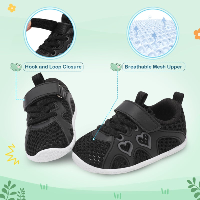 JIASUQI Toddler Girls Walking Shoes 8c Toddler Sneakers Tennis Running Shoes Black Size 6-6.5 - Image 4
