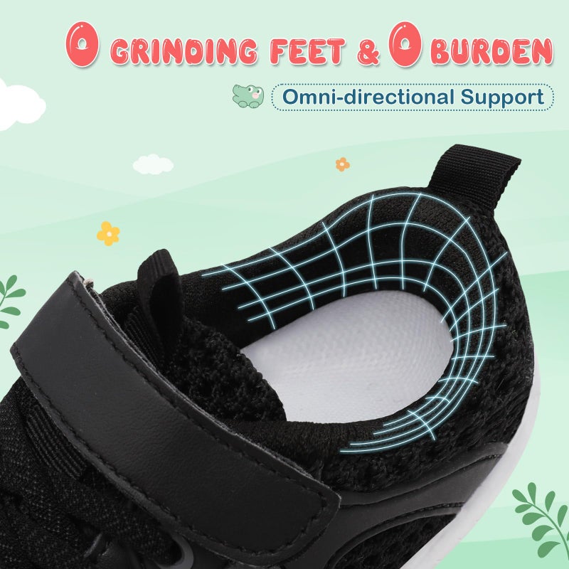 JIASUQI Toddler Girls Walking Shoes 8c Toddler Sneakers Tennis Running Shoes Black Size 6-6.5 - Image 5