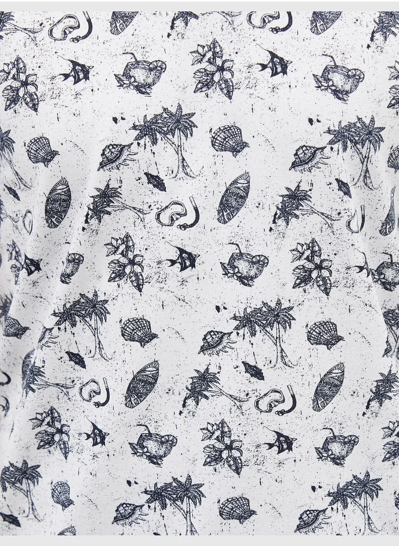 KOTON Short Sleeve T-Shirt Cotton Crew Neck Printed