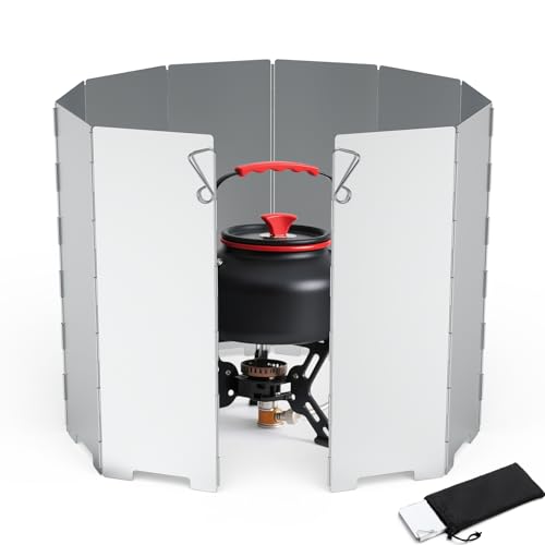 RioRand Folding Ultralight Camping Stove Windscreen Portable Backpacking Stove Windshield, Backpack Windscreen for Butane/Backpacking Stoves Camp Windshield for Outdoor Camping Hiking BBQ (10 Plates) - Image 1