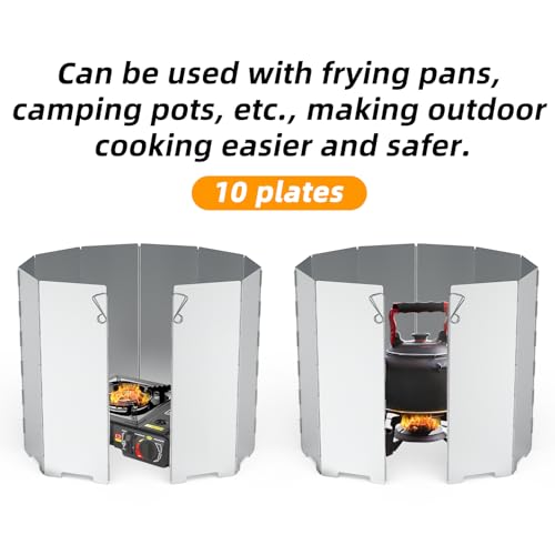 RioRand Folding Ultralight Camping Stove Windscreen Portable Backpacking Stove Windshield, Backpack Windscreen for Butane/Backpacking Stoves Camp Windshield for Outdoor Camping Hiking BBQ (10 Plates) - Image 5