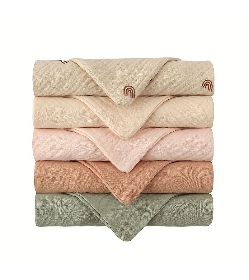 5 Pack Cotton Baby Washcloths Ultra Soft Face And Body Towels For Newborns Hypoallergenic Gentle Cleaning Cloths Ideal Baby Shower Gift - Image 1